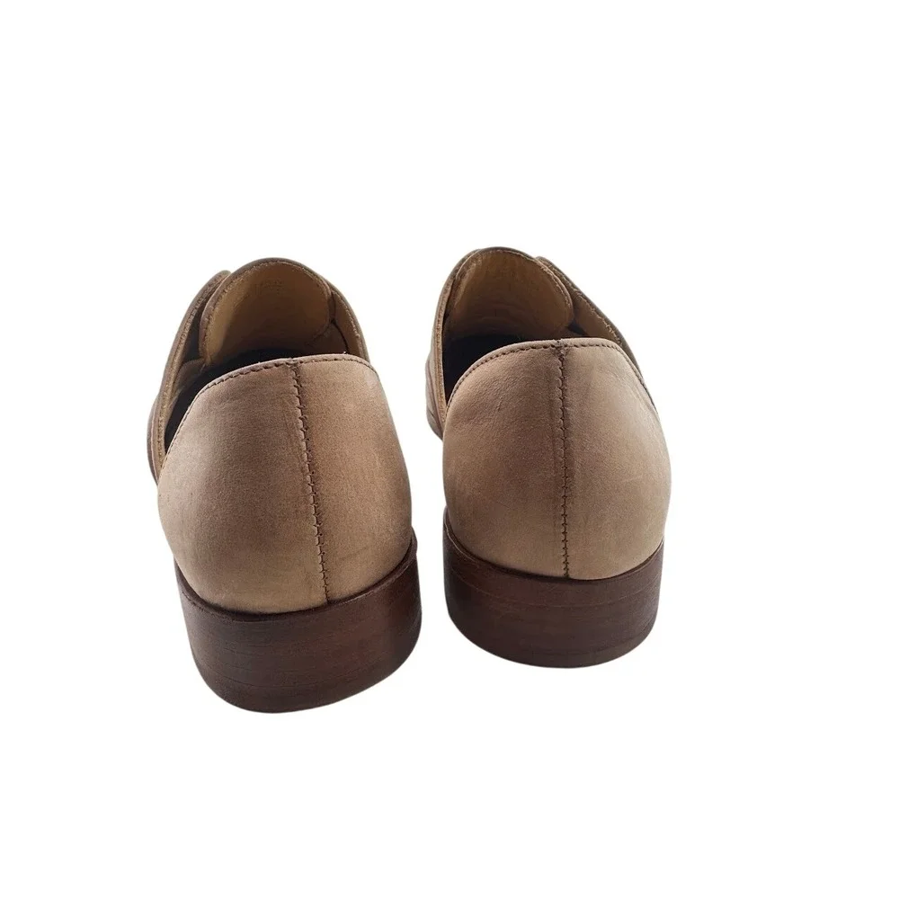 Nisolo Emma D'Orsay Oxford 2.0 Flats Tan Leather Pointed Toe Size 8 Slip-On
